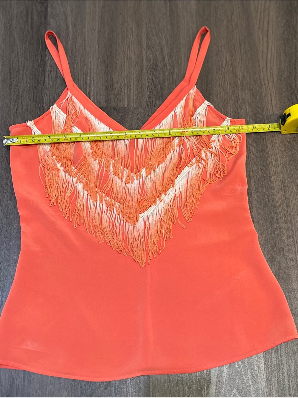 Coral Fringe Tassel Tank Top Boho Festival Concert Sleeveless Blouse Small - Picture 6 of 11